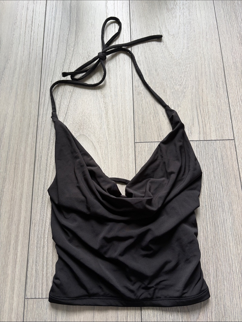 Garage Black Halter Cowl Neck Women's Top